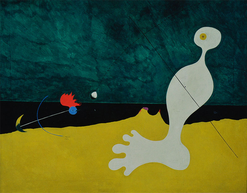 Miró - Figura tirando una piedra a un pájaro