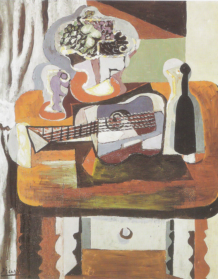 Picasso - Copa, ramo de flores, guitarra y botella 