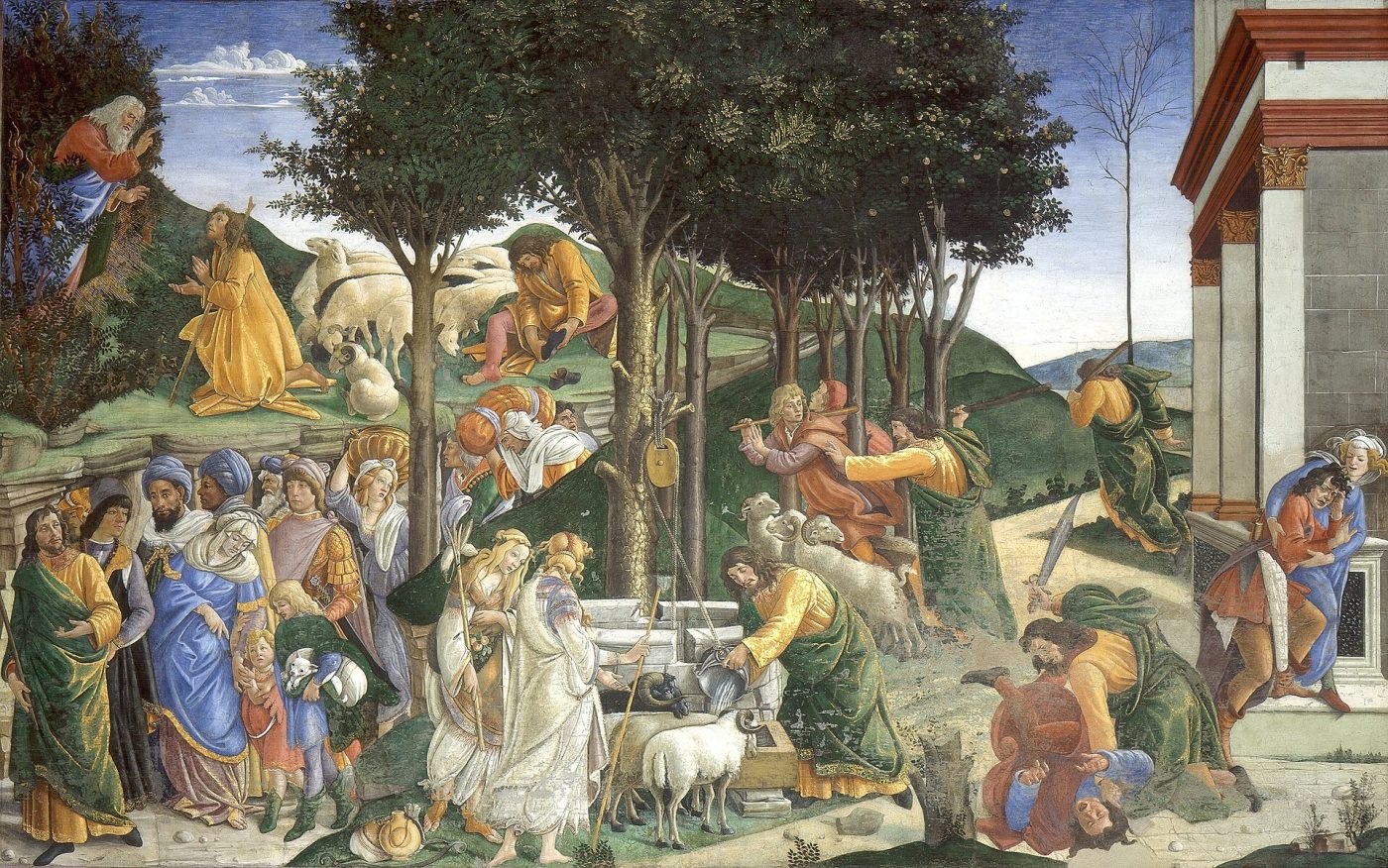 Pruebas de Moisés – Sandro Botticelli, 1481-1482, Renacimiento italiano