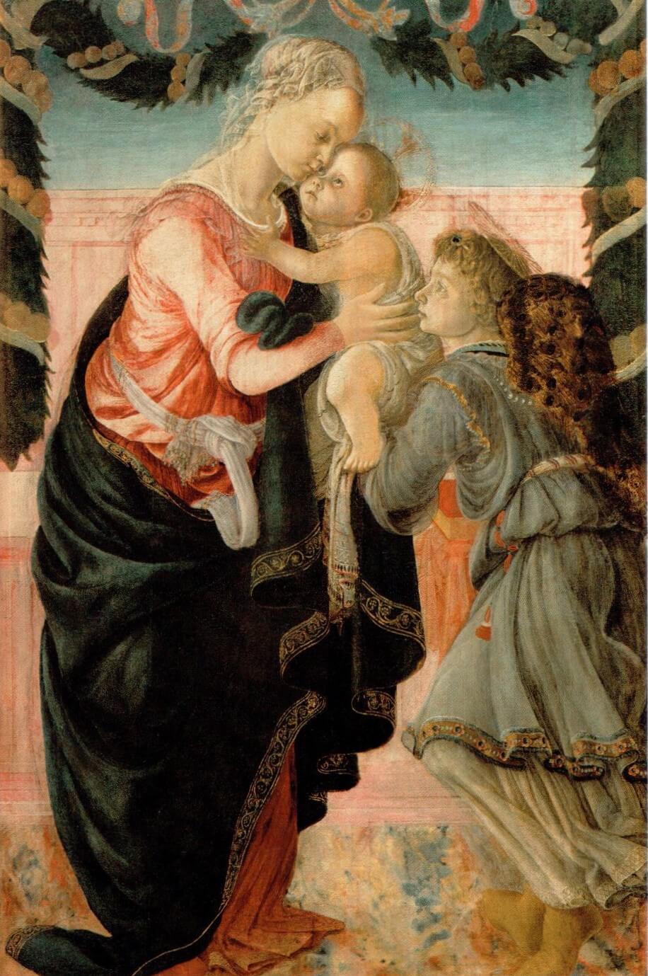 Virgen con el Niño y ángel – Sandro Botticelli, después de 1465, Renacimiento italiano