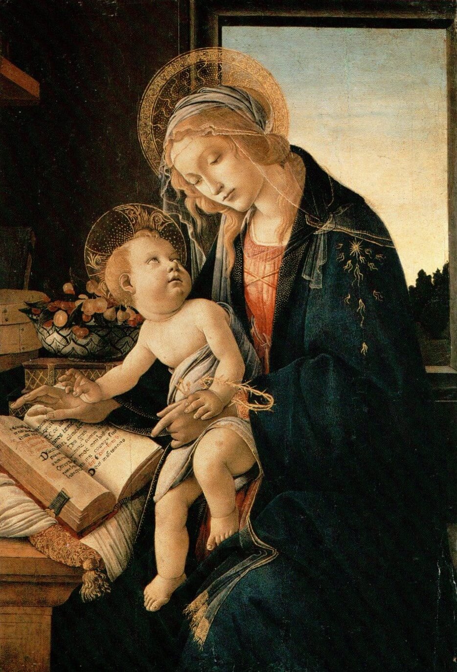 Virgen con el Niño (Virgen del libro) – Sandro Botticelli, 1480-1481, Renacimiento italiano