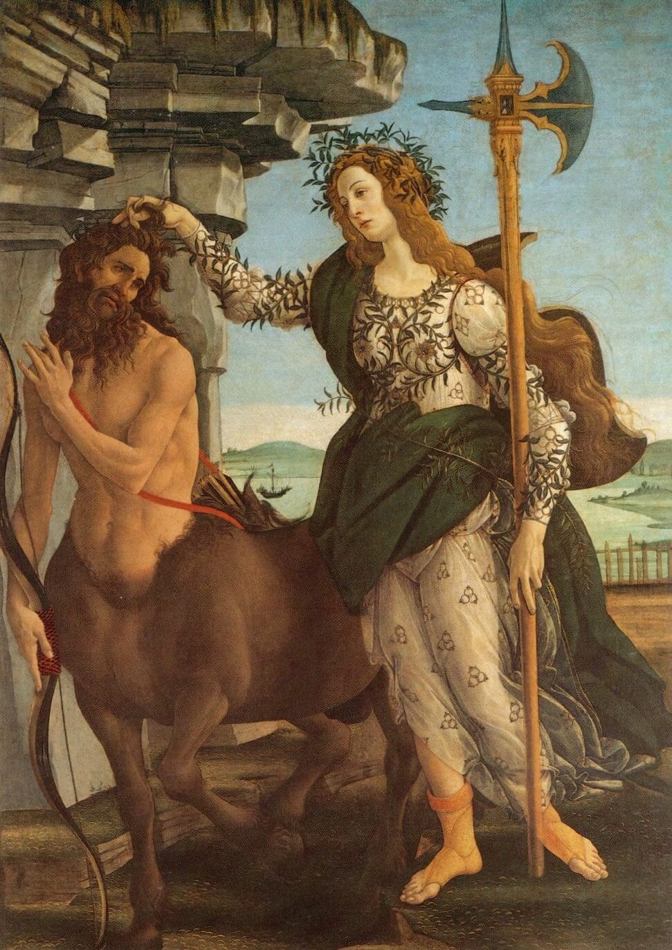 Palas doma al centauro – Sandro Botticelli, 1482-1483, Renacimiento italiano