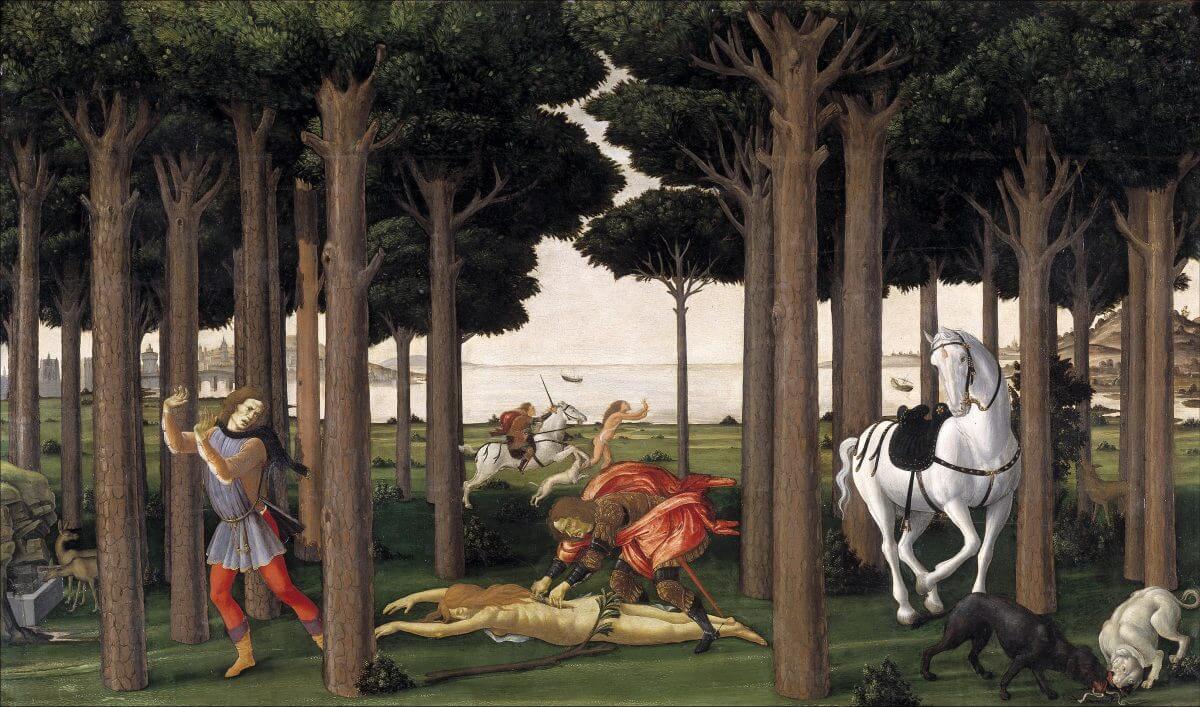 Nastagio degli Onesti II – Sandro Botticelli, 1483, Renacimiento italiano