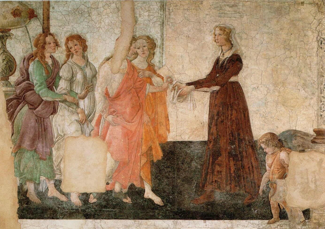 Ciclo de Villa Lemmi: Venus ofrece dones a una joven – Sandro Botticelli, 1483-1486, Renacimiento italiano