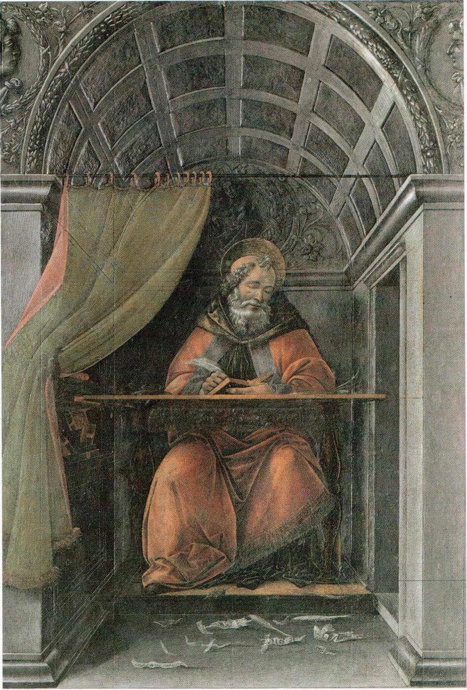 San Agustín en su gabinete – Sandro Botticelli, 1490-1495, Renacimiento italiano