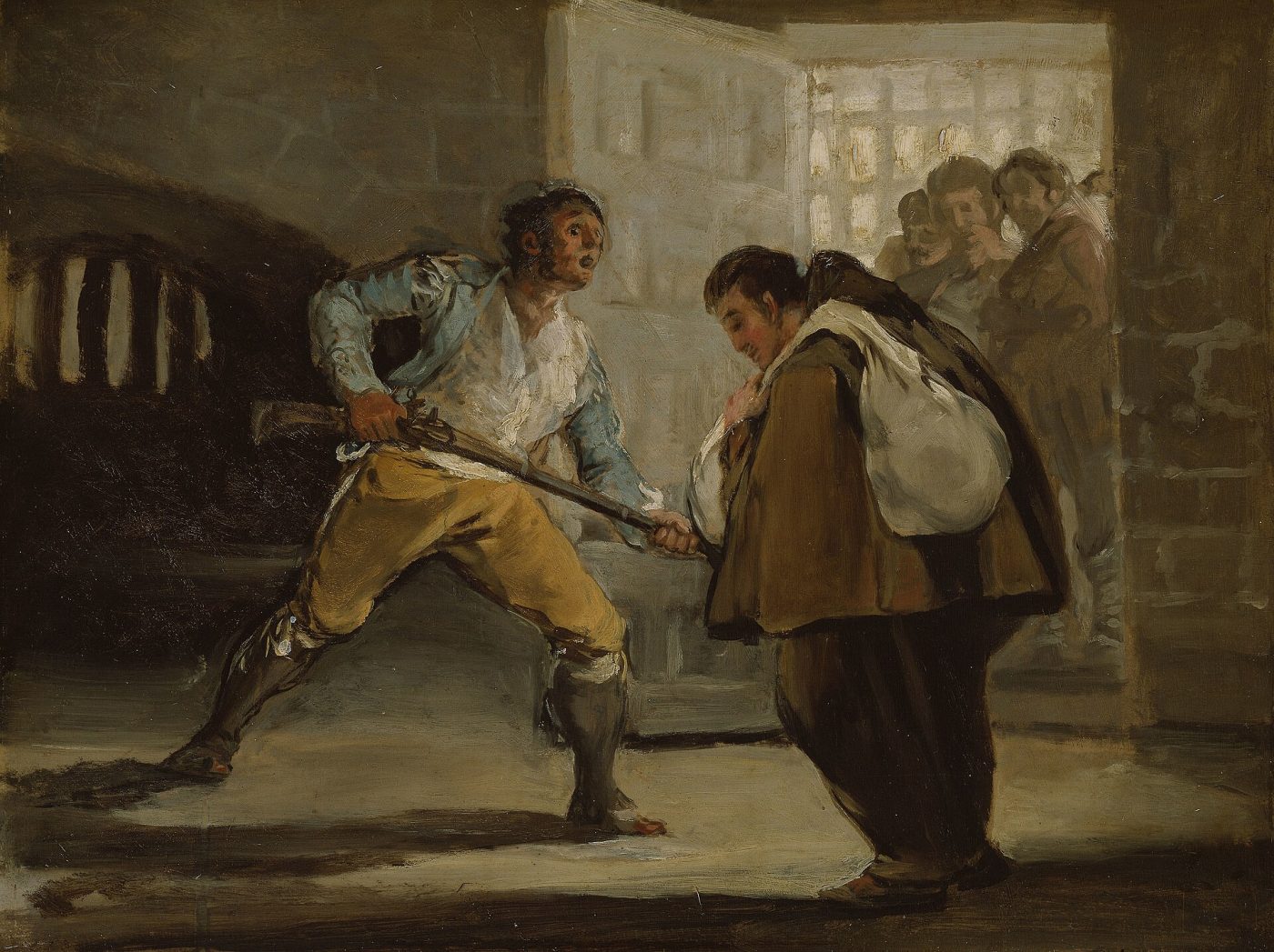 El Maragato amenaza Friar Pedro de Zaldivia con su arma – Francisco de Goya, hacia 1806, Romanticismo