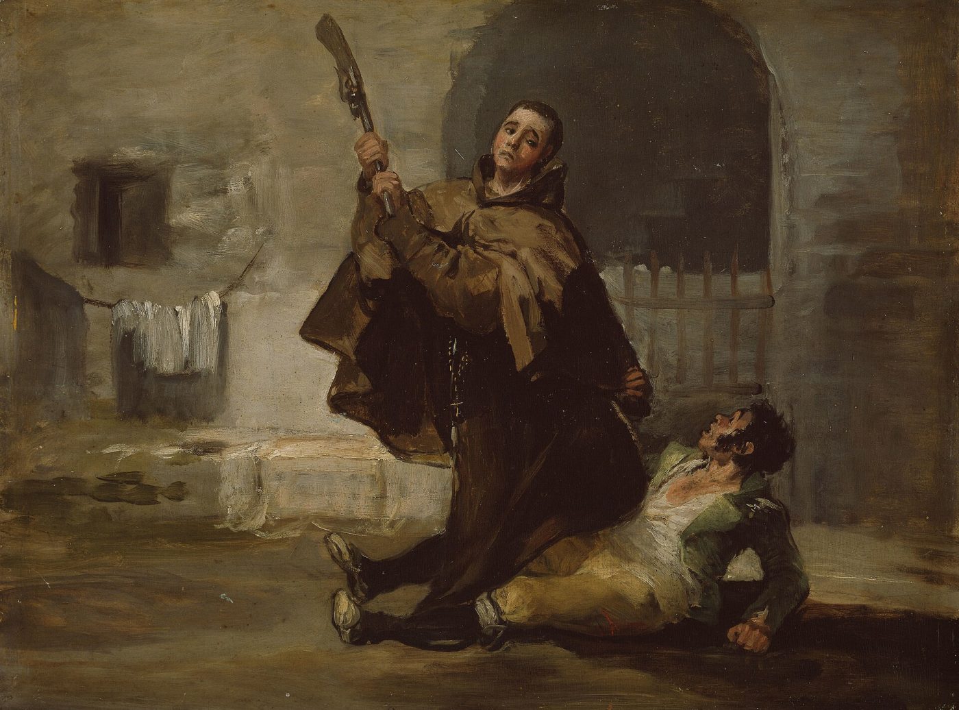 Friar Pedro clubes El Maragato con la culata del fusil – Francisco de Goya, hacia 1806, Romanticismo