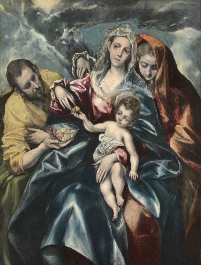 La Sagrada Familia con María Magdalena y plato de frutas – El Greco, hacia 1590-95, Manierismo