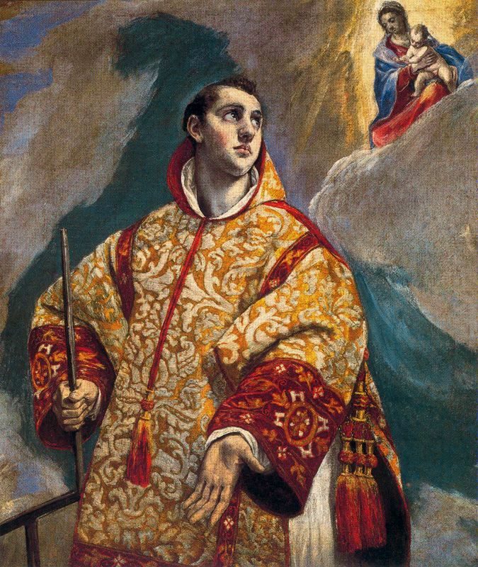La aparición de la Virgen a san Lorenzo – El Greco, 1578-1580, Manierismo
