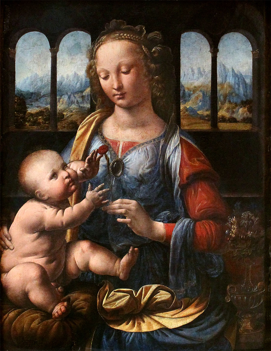 Leonardo da Vinci - La Virgen con el Niño (Virgen del clavel) 