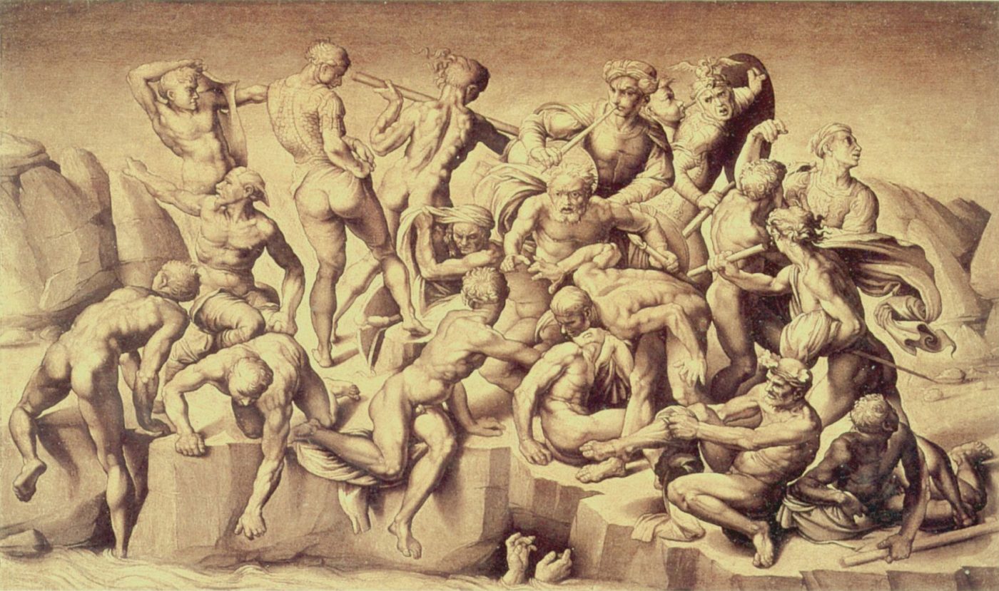La batalla de Cascina (copia de Aristóteles da Sangallo) – Miguel Ángel, hacia 1542, Alto Renacimiento
