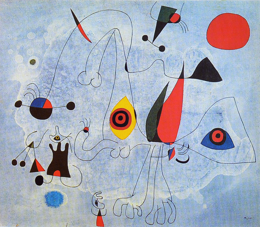 Miró - Mujeres y pájaros al salir el sol 