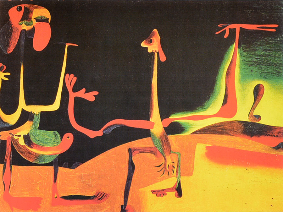 Miró - Hombre y mujer frente a un montón de excrementos 