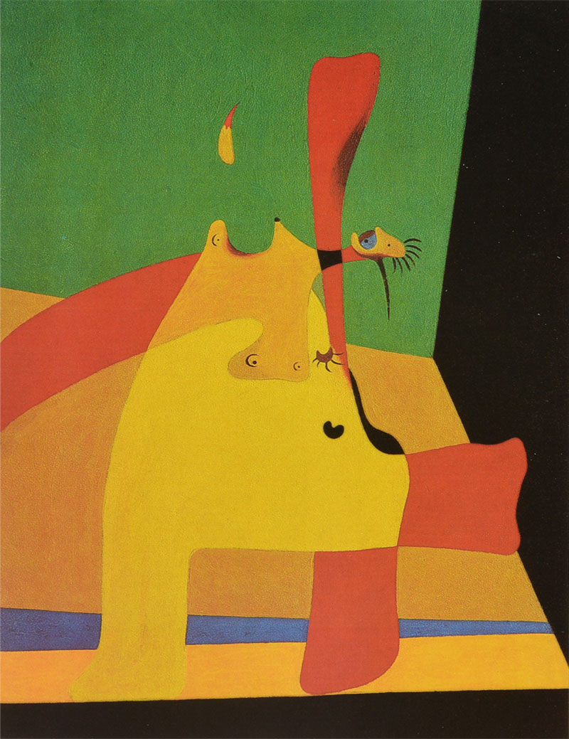 Miró - Llama en el espacio y mujer desnuda