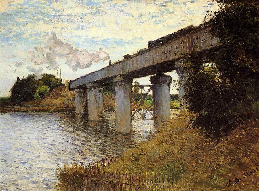Claude Monet - El puente ferroviario en Argenteuil Version 2