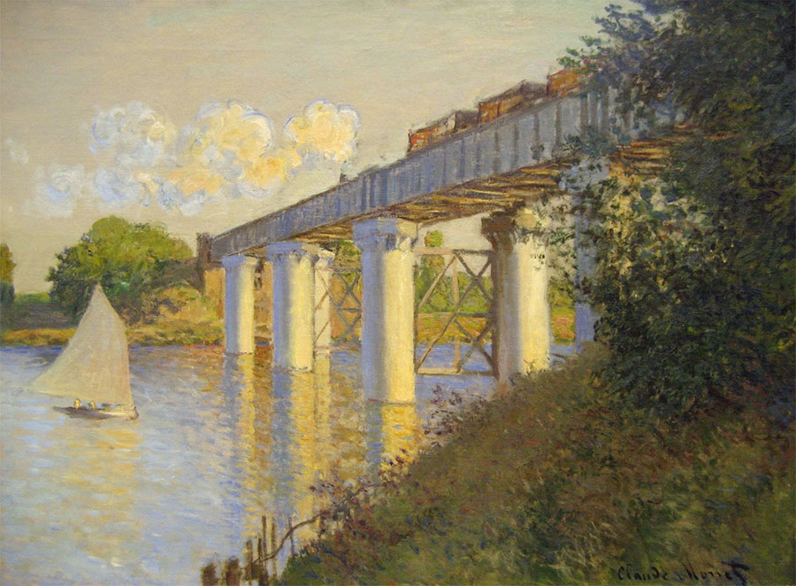 Claude Monet - El puente ferroviario en Argenteuil Version 1