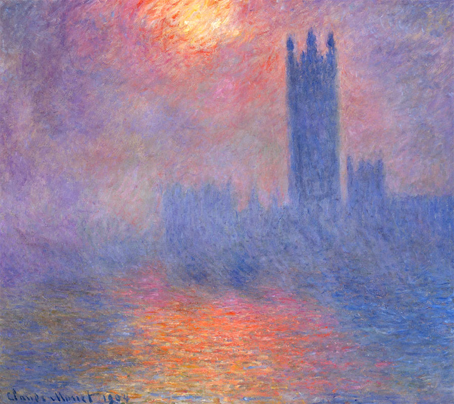 Resultado de imagen de el parlamento de londres durante el ocaso monet