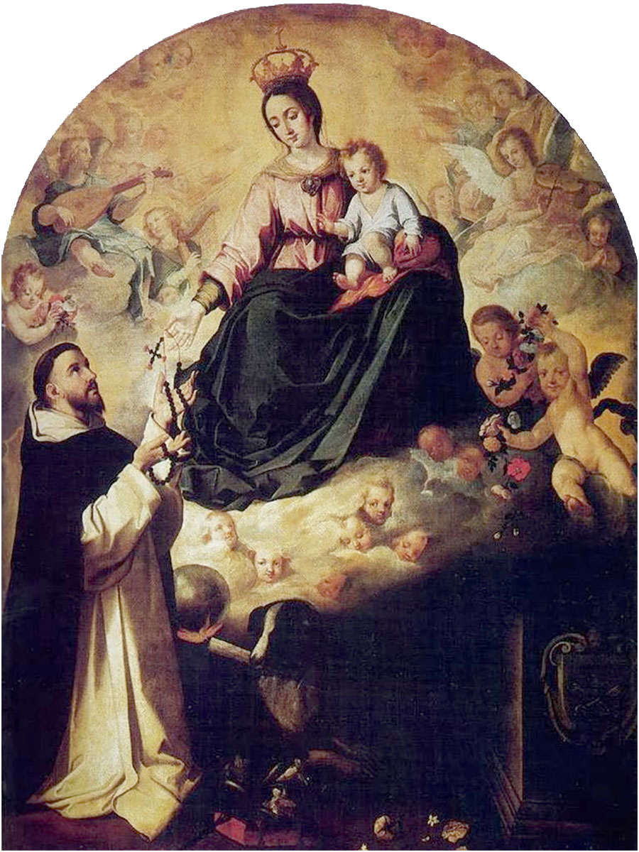Bartolomé Esteban Murillo - La Virgen del Rosario con santo Domingo 