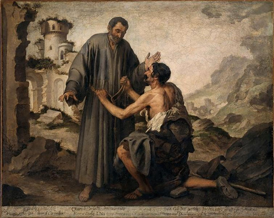 Bartolomé Esteban Murillo - Fray Junípero y el pobre 