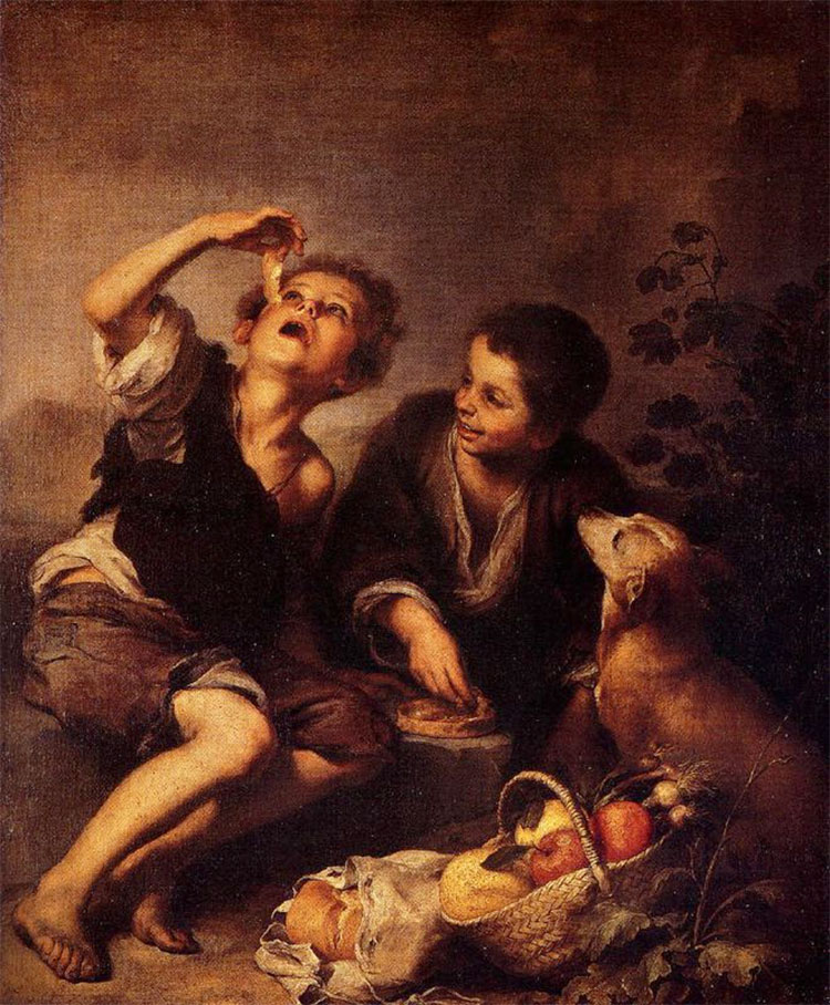 Bartolomé Esteban Murillo - Niños comiendo de una tartera 