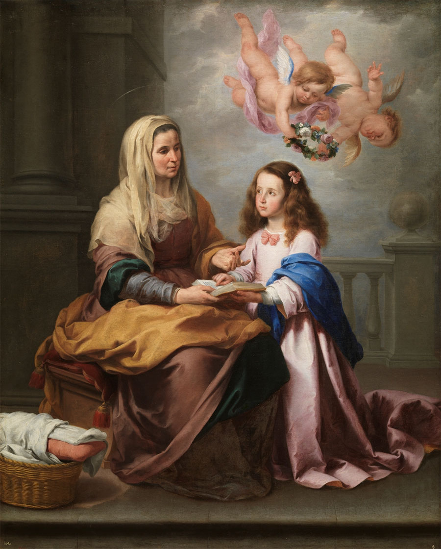 Bartolomé Esteban Murillo - Santa Ana enseñando a leer a la Virgen 