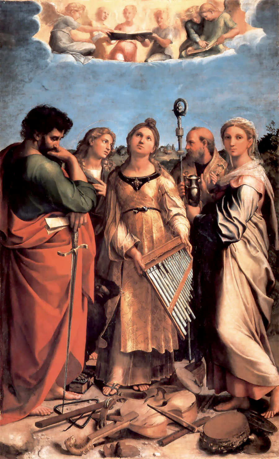 Rafael Sanzio - Santa Cecilia entre los santos Pablo, Juan Evangelista, Agustín y Magdalena (Éxtasis de santa Cecilia) 