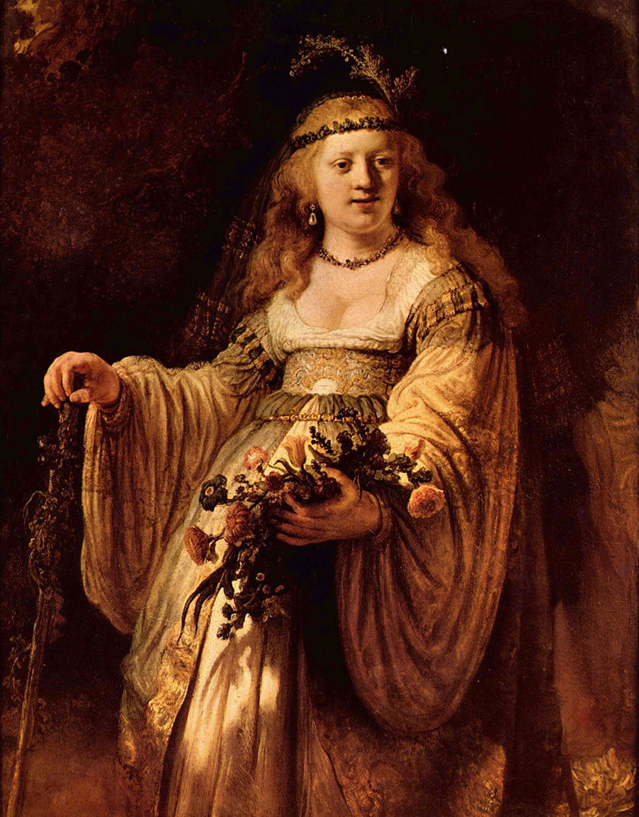 Rembrandt - Retrato de Saskia en atuendo arcádico (Saskia en traje de Flora) 