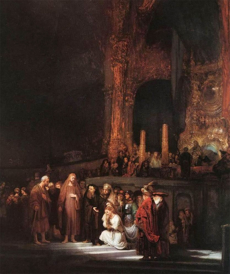 Rembrandt - Cristo y la adúltera 