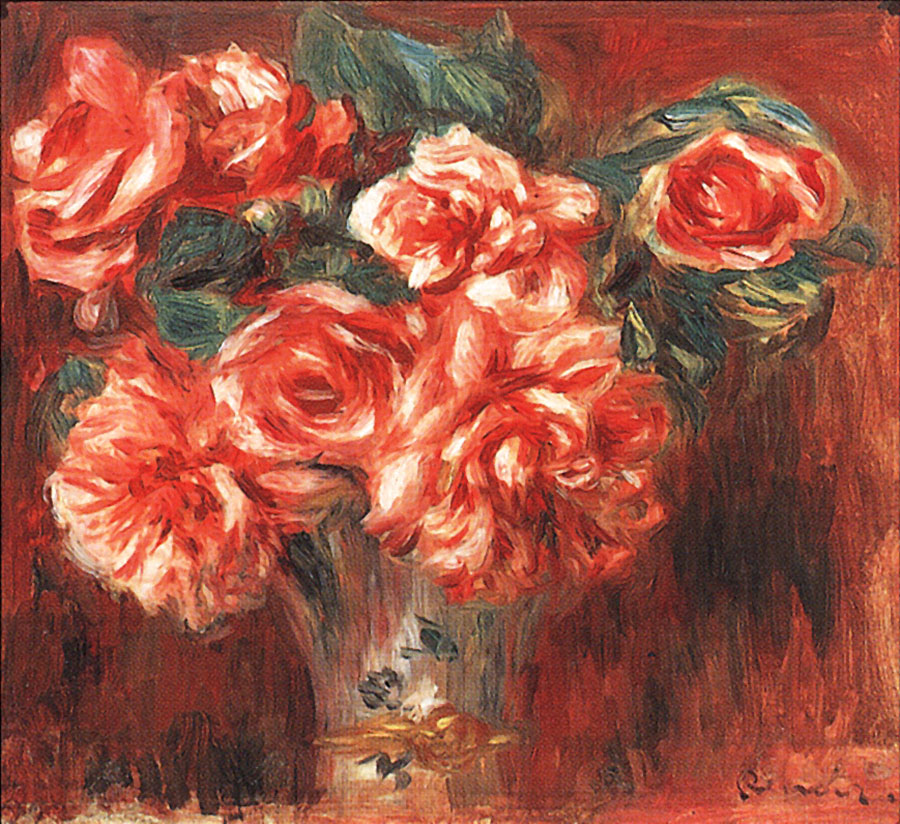 Pierre-Auguste Renoir - Rosas en un jarrón 