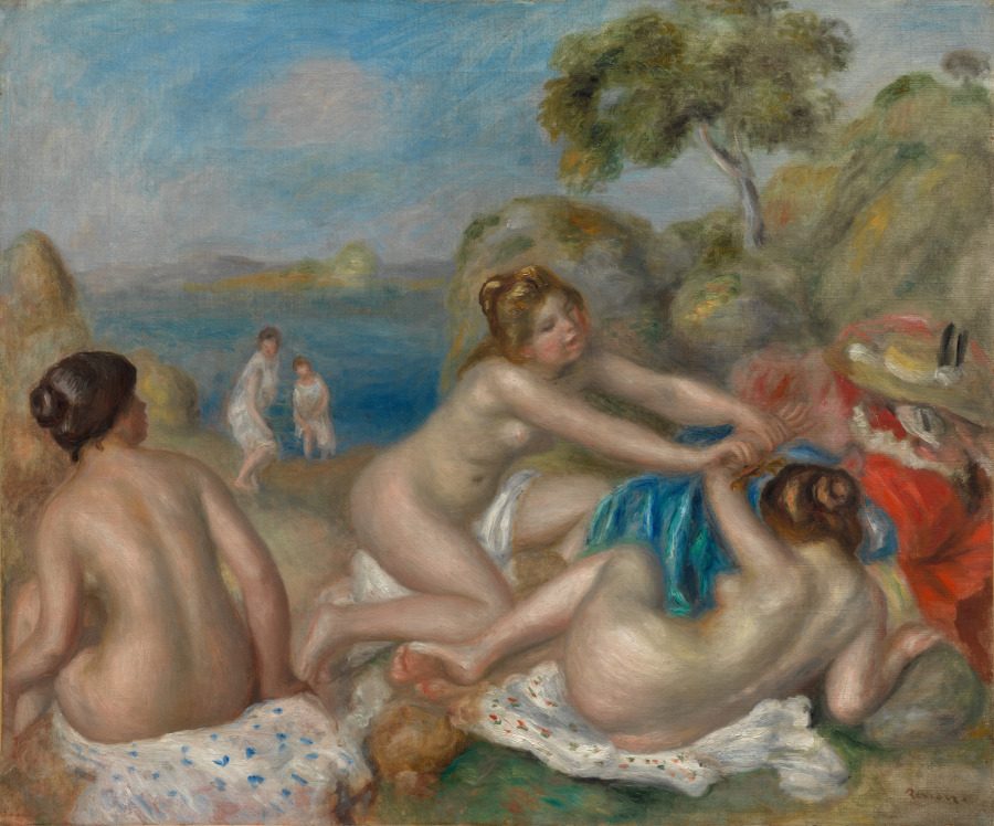 Bañistas jugando con un cangrejo – Pierre-Auguste Renoir, hacia 1897, Impresionismo