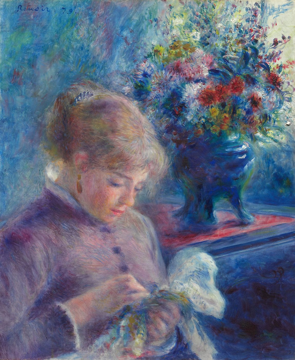 Joven cosiendo – Pierre-Auguste Renoir, 1879, Impresionismo