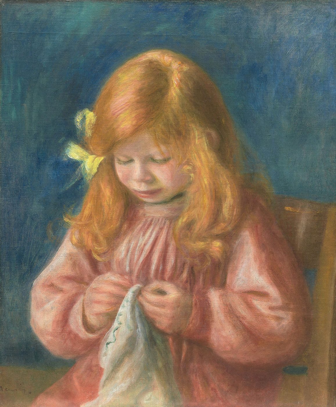 Jean Renoir cosiendo – Pierre-Auguste Renoir, 1899-1900, Impresionismo