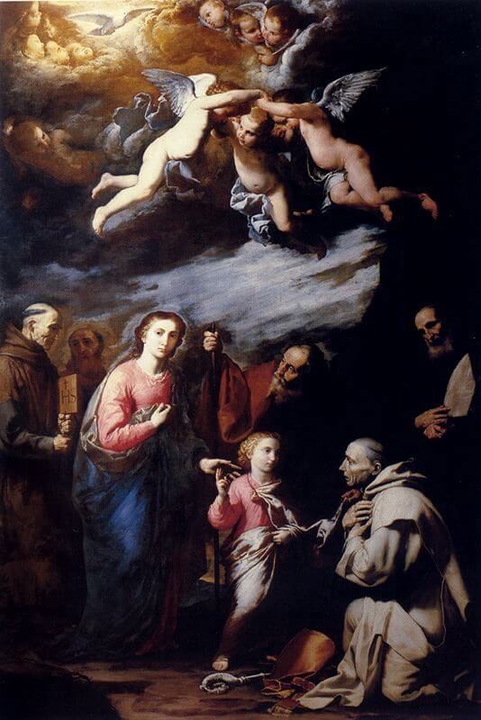 La Trinidad de la Tierra con los santos Bruno, Benito, Bernardino y Buenaventura – José de Ribera, hacia 1630, Barroco