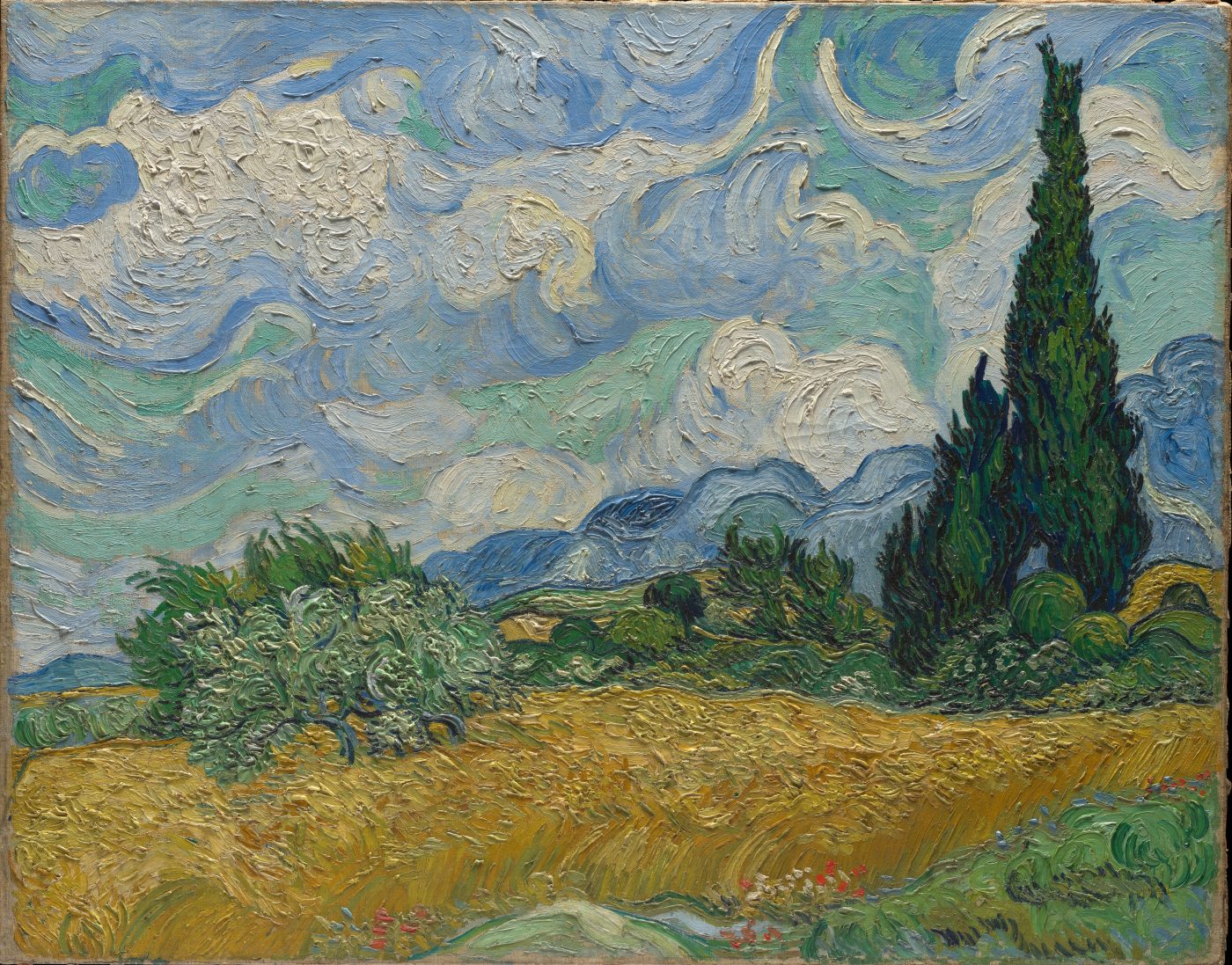 Vincent van Gogh - Campo de trigo con cipreses