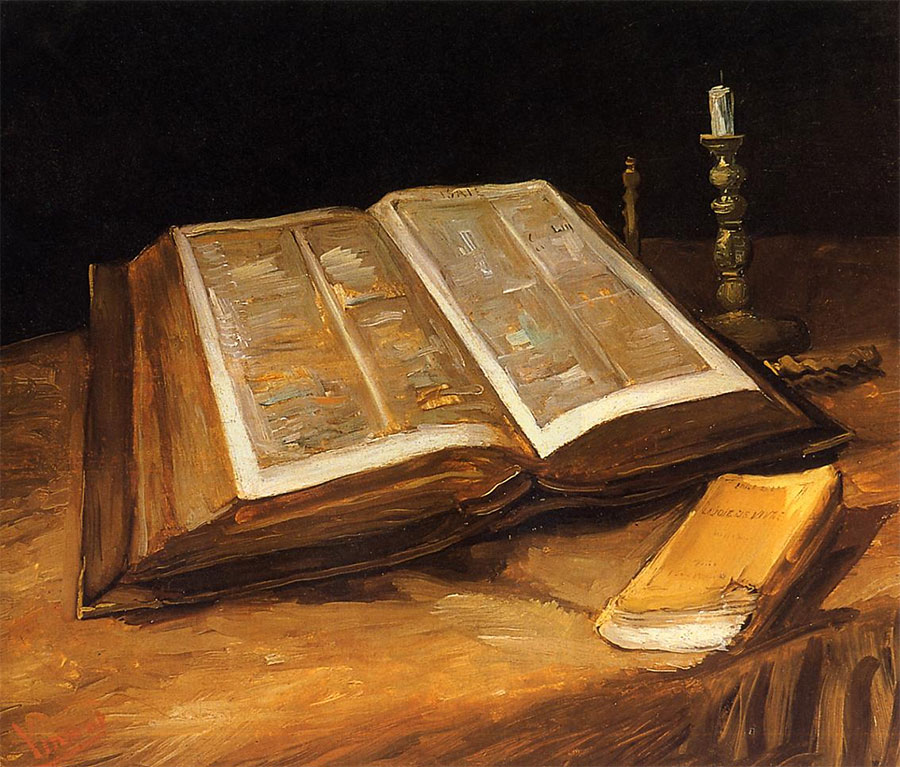 Libros en el arte - Naturaleza muerta con Biblia de Van Gogh