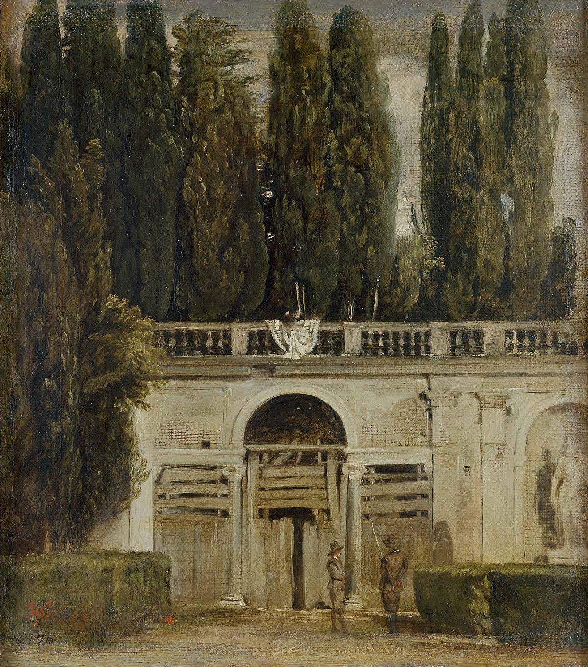 Diego Velázquez - Vista del jardín de la Villa Médicis, en Roma (La entrada a la gruta) 